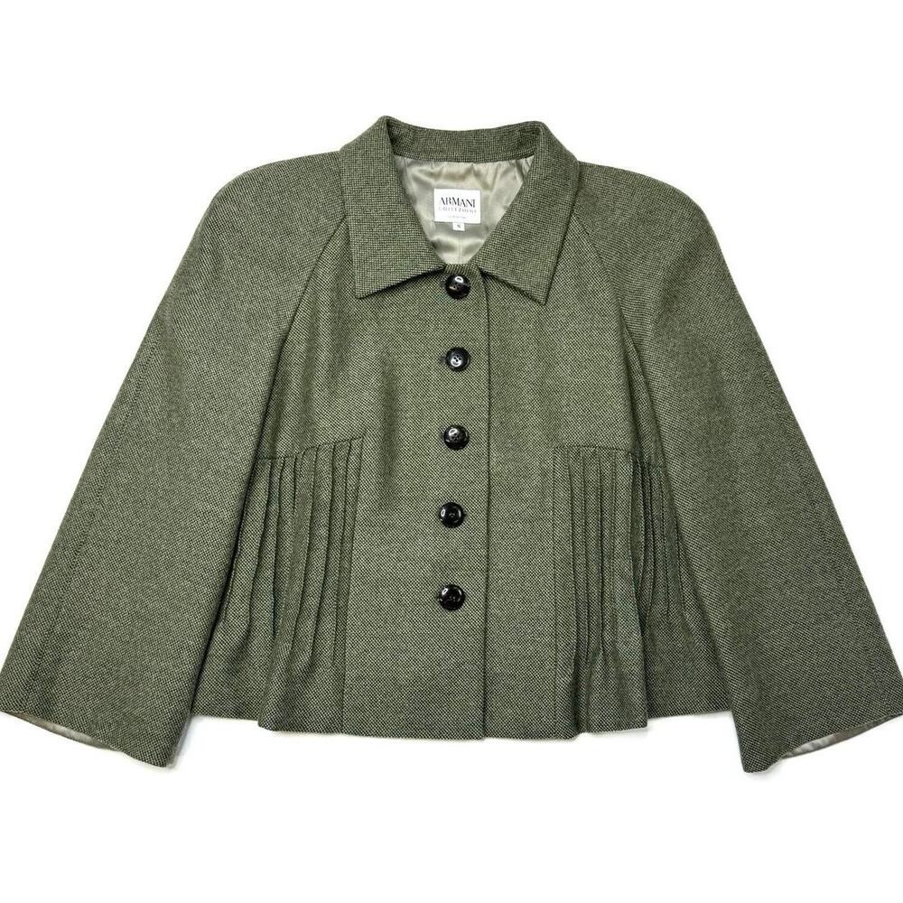 ARMANI COLLEZIONI‎ Sage Green Wool Pintuck Swing Jacket
